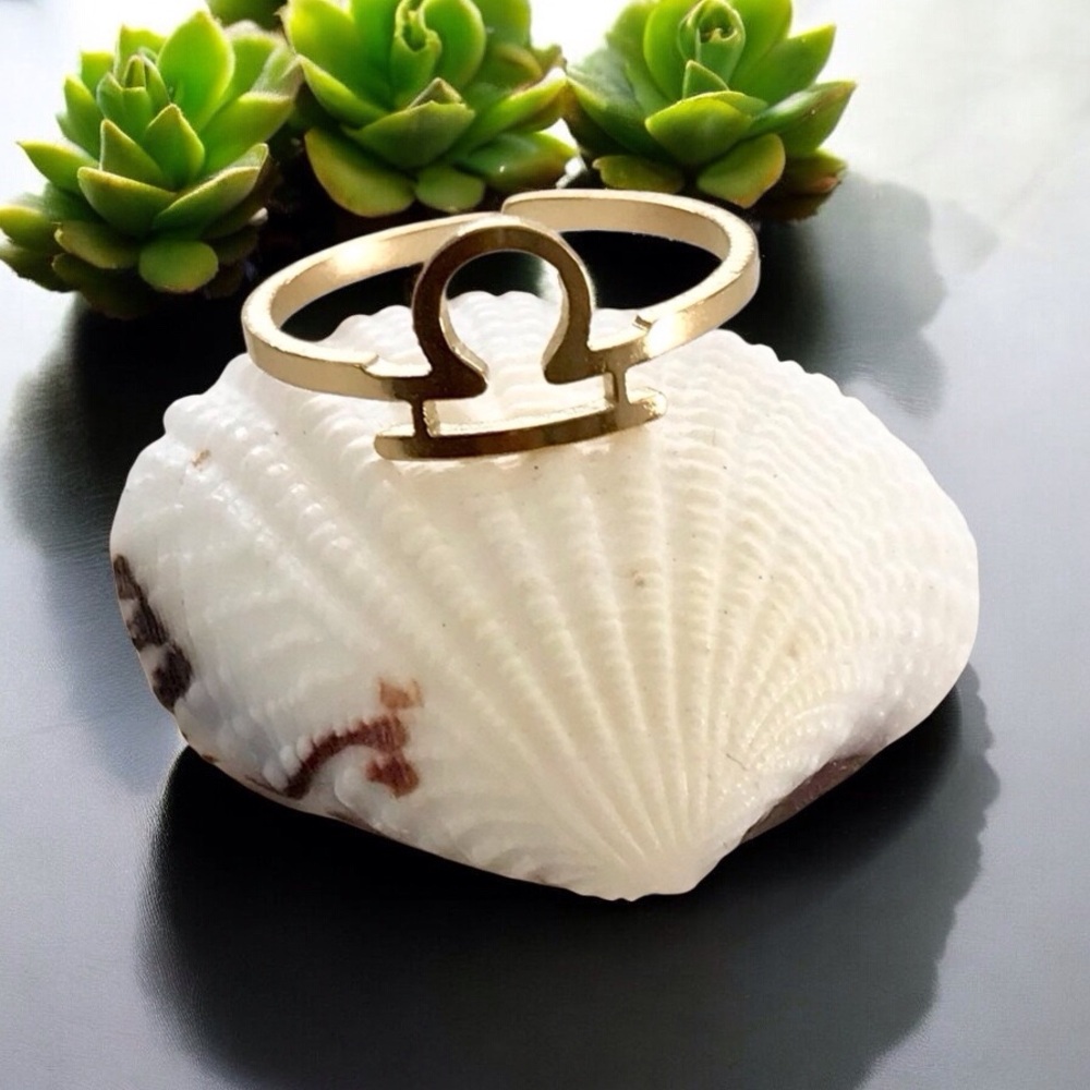 🆕 Libra Gold Plated Zodiac Ring Gold Plating over Stainless Steel